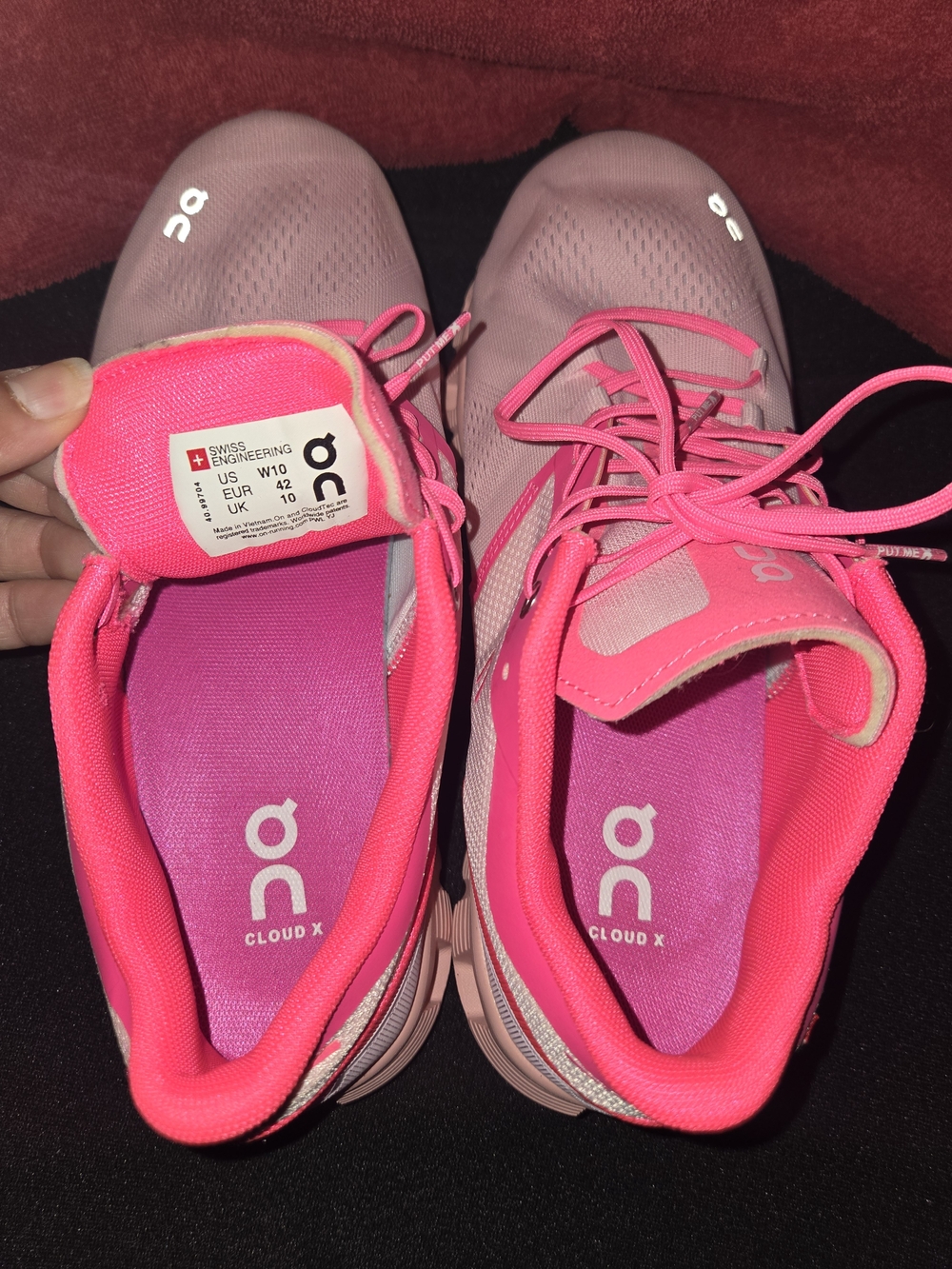 On Running Cloud X Women's Running Shoes - Hot Pink and Light Pink